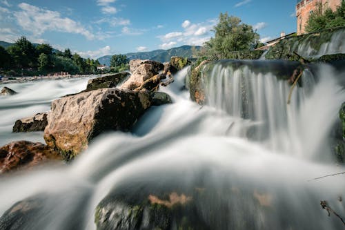 Free Time Lapse Photo Of Water Falls During Daytime Stock Photo