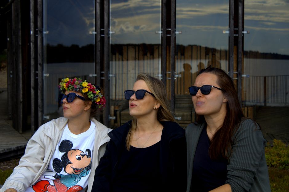 Meta Glasses translucent blue outdoor lifestyle