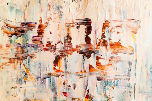 这幅充满活力的抽象表现主义丙烯酸画，画布上布满了富有纹理的笔触