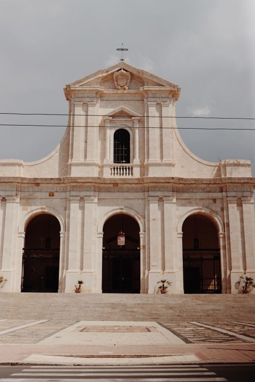 Free Stunning view of an ancient basilica in Cagliari, showcasing Romanesque architecture and religious heritage. Stock Photo