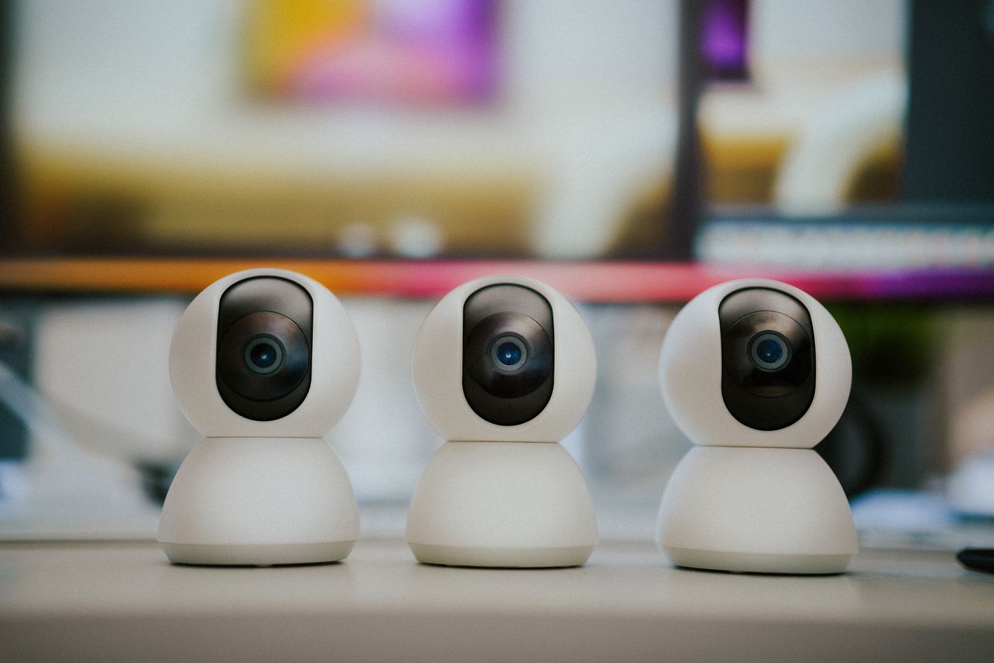 Smart security cameras arranged for home monitoring setup