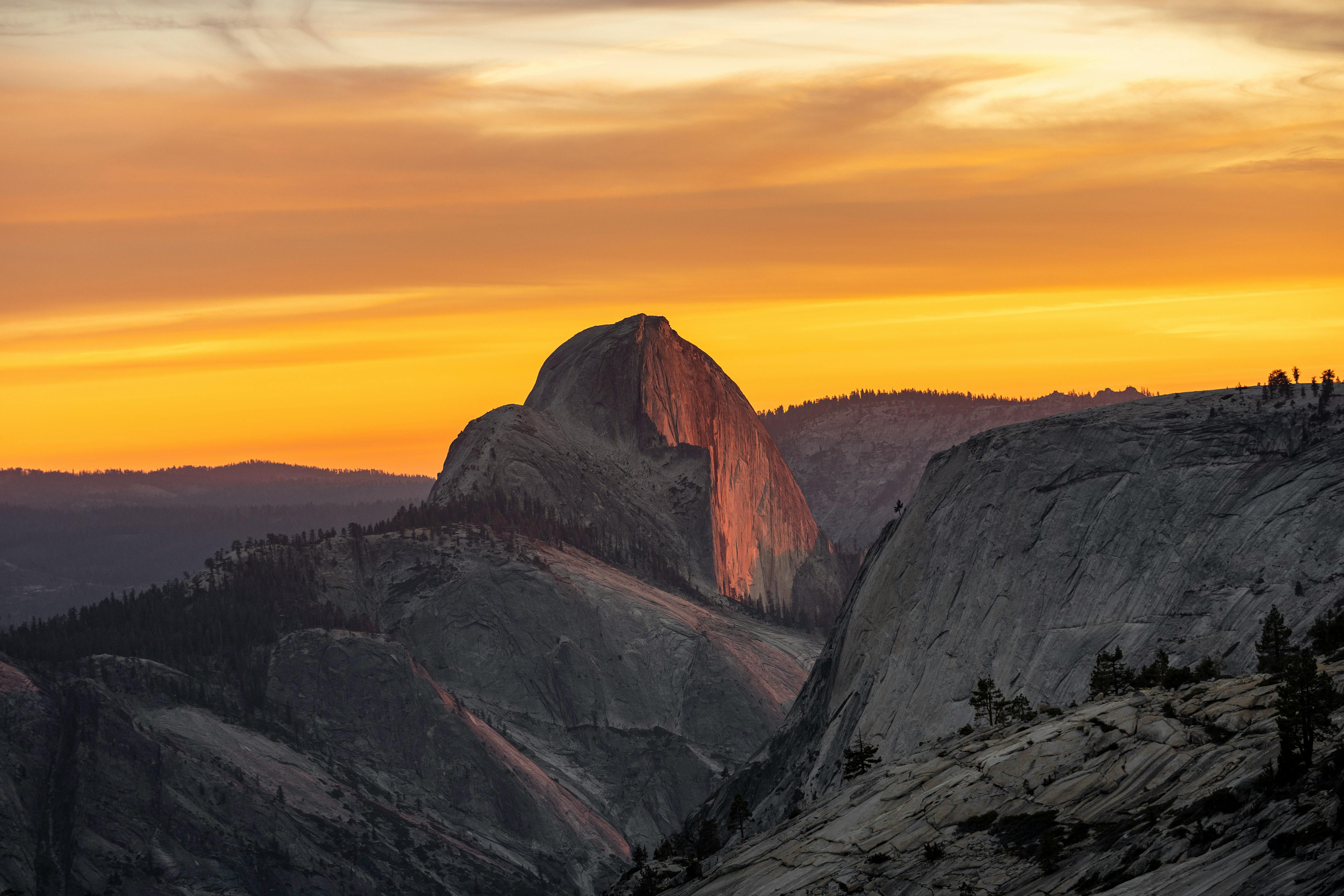 half dome at sunset