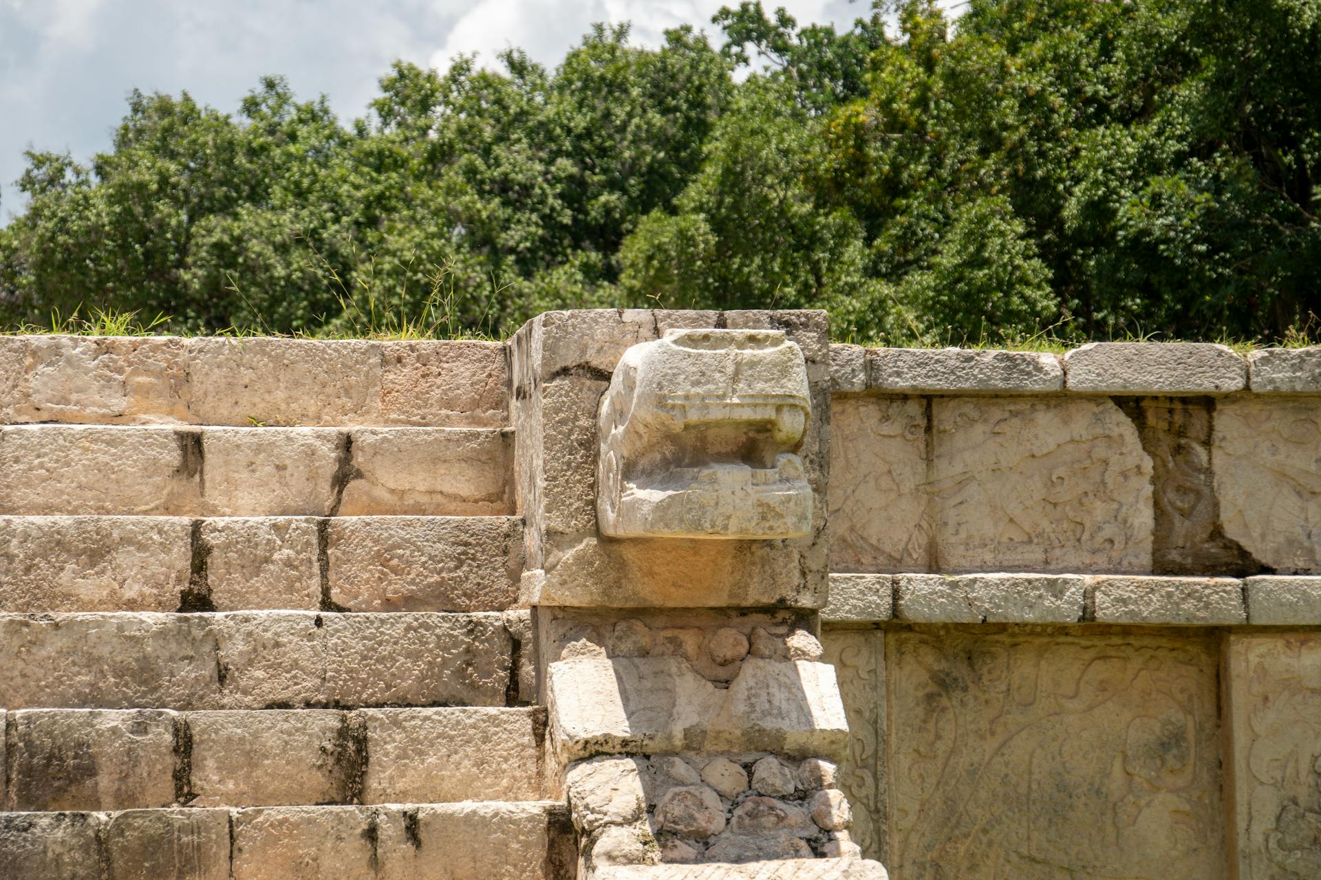 The stone steps of the ancient ruins of chichen itza