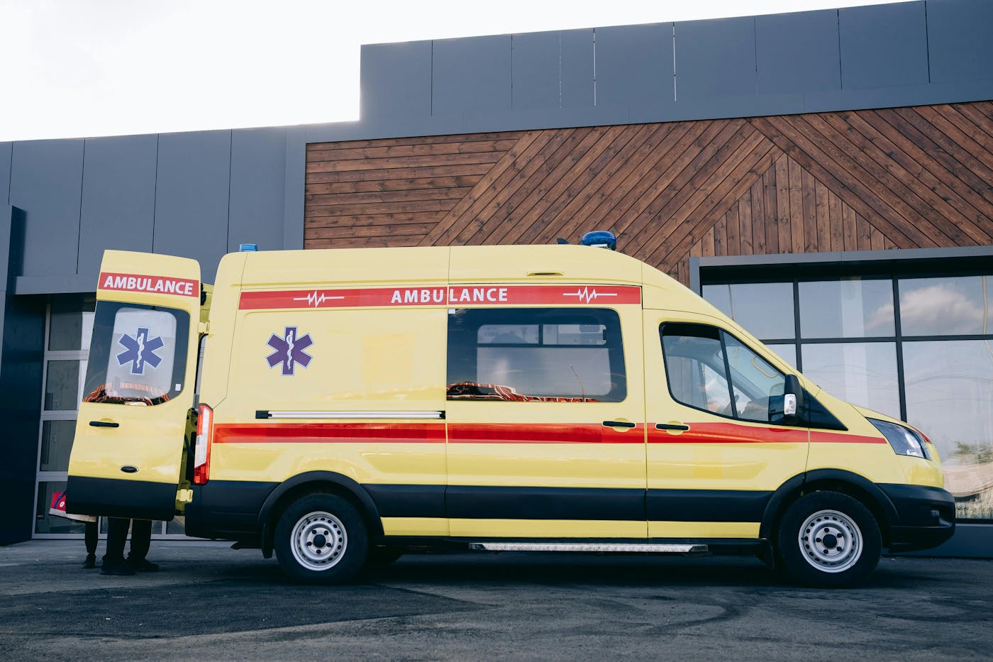 Ambulance racing through the street