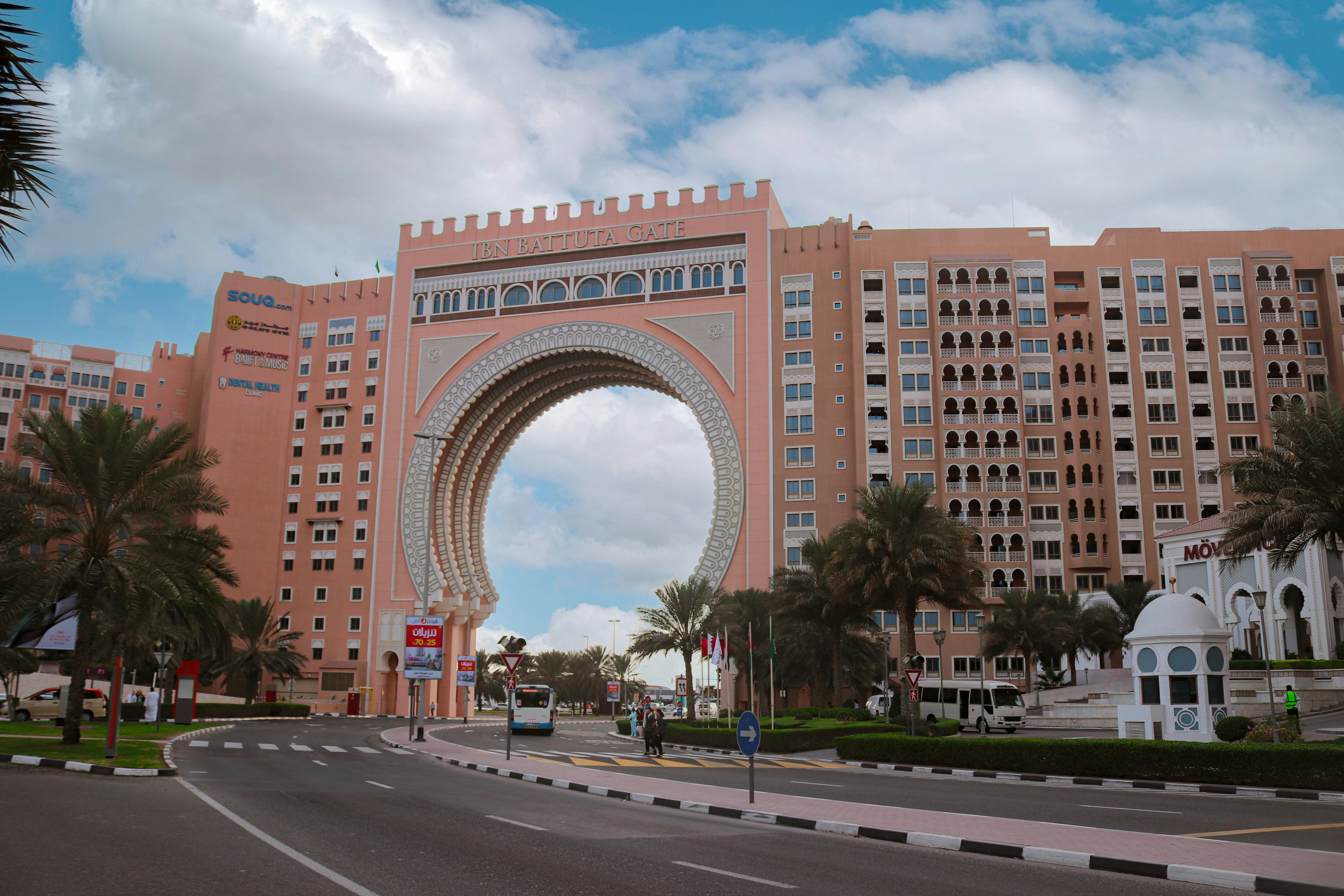 Ibn Battuta Gate in Dubai showcasing iconic Arabian architecture and vibrant city life.