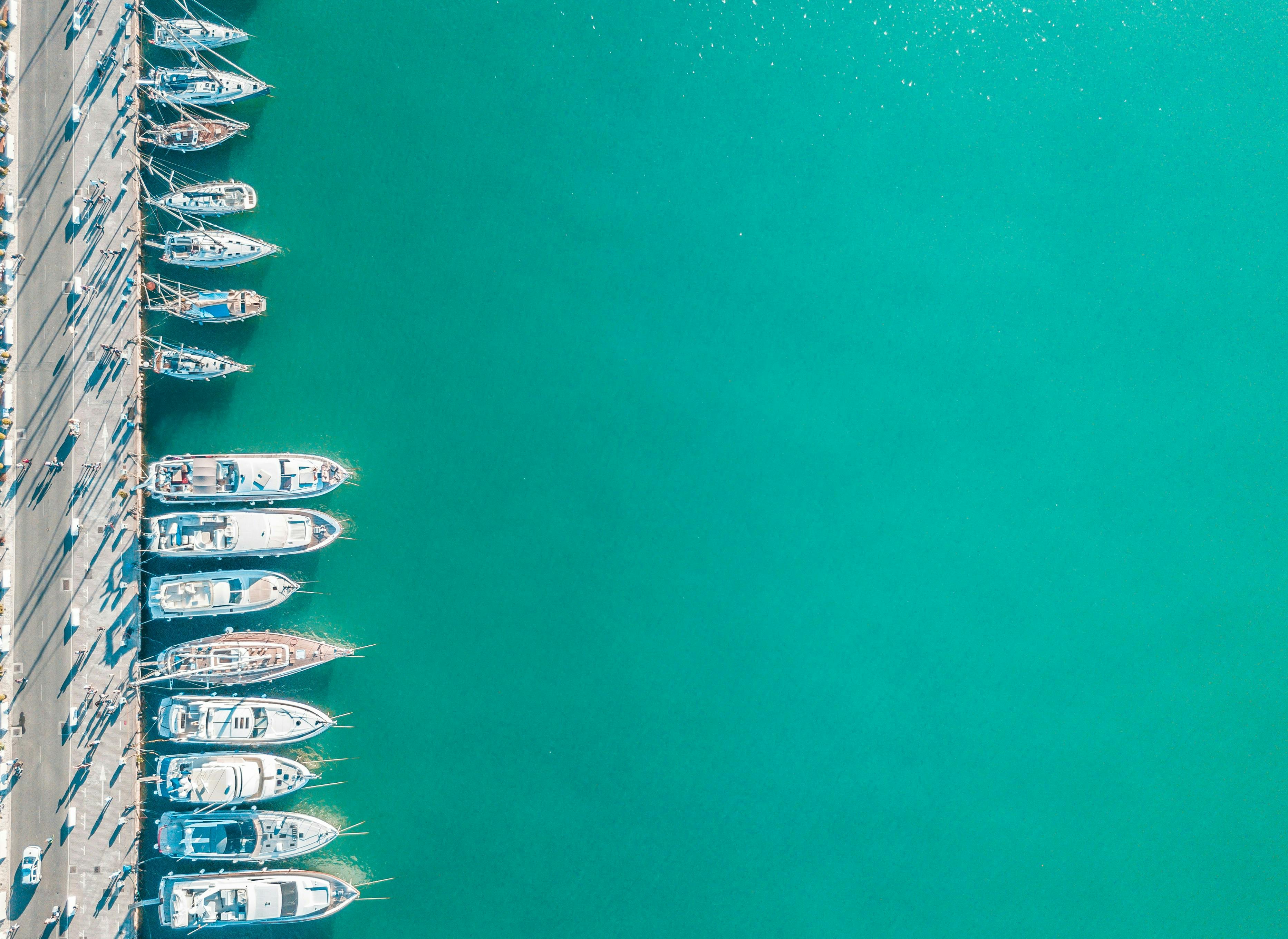 aerial view of boats in the water