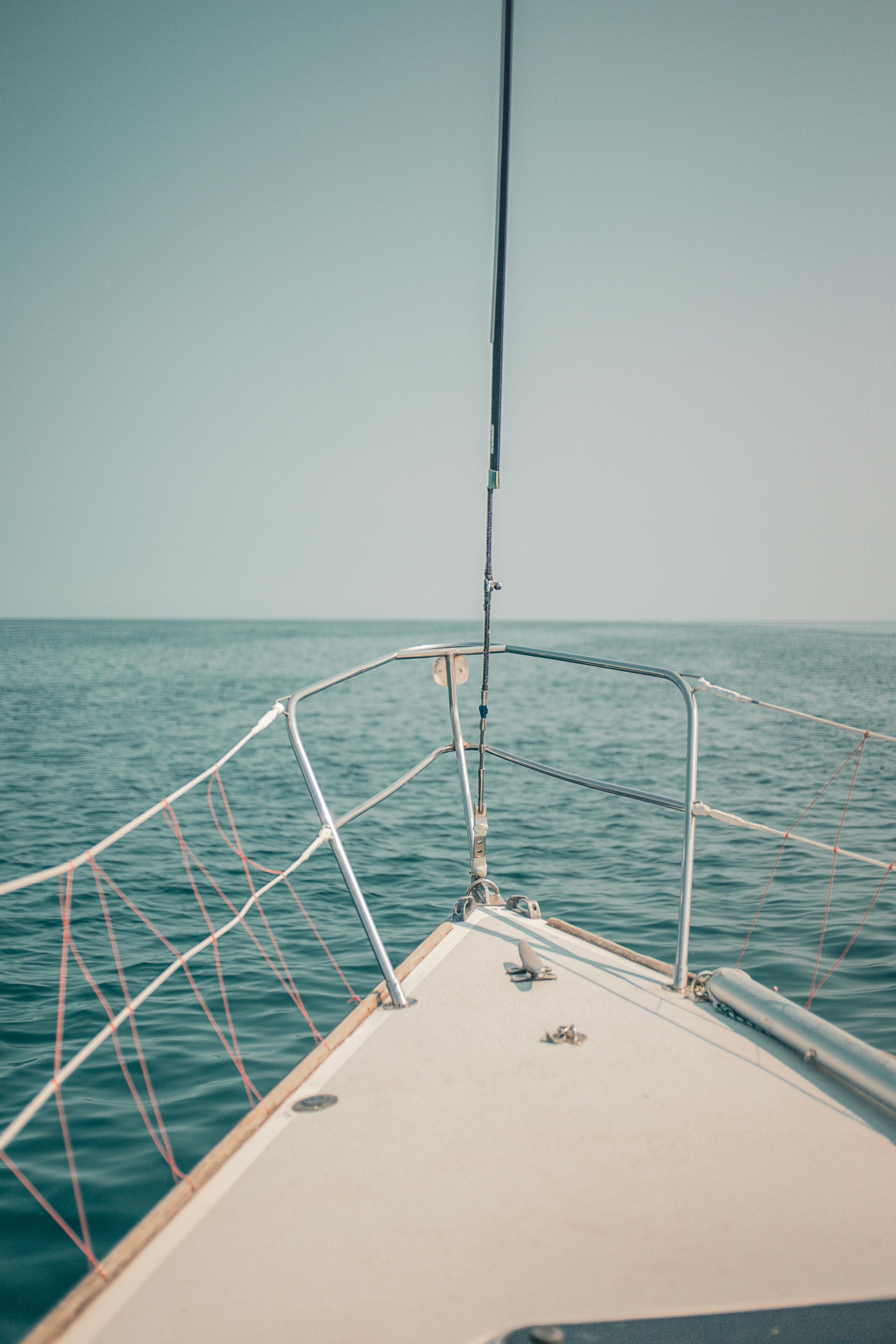 a view of the front of a boat from the deck