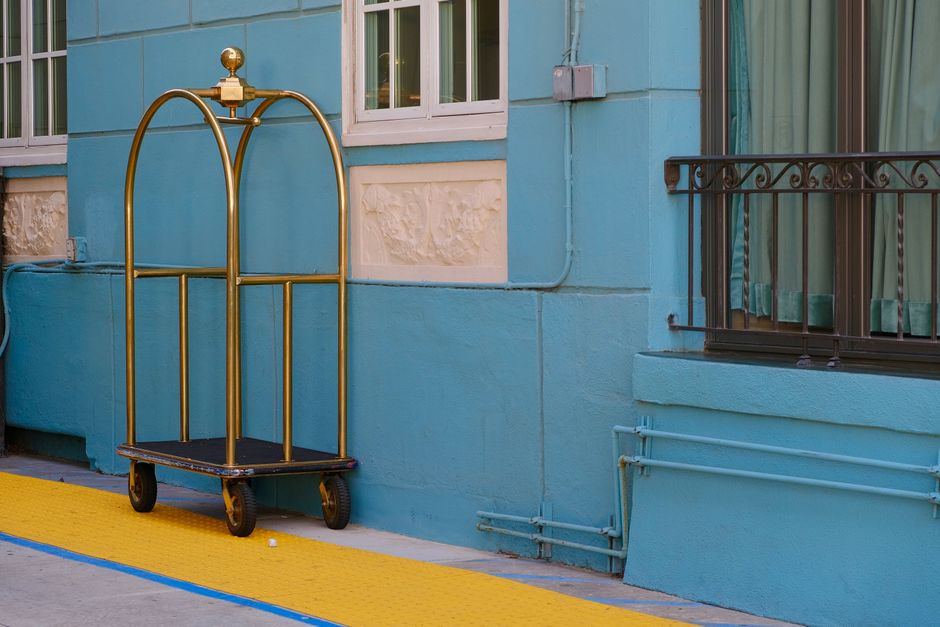 cleaning cart hotel corridor