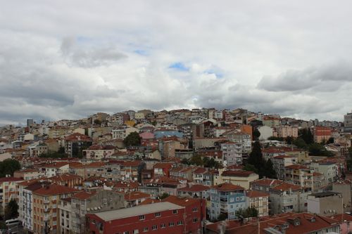 Free A panoramic view of Istanbul's residential buildings under a cloudy sky. Stock Photo