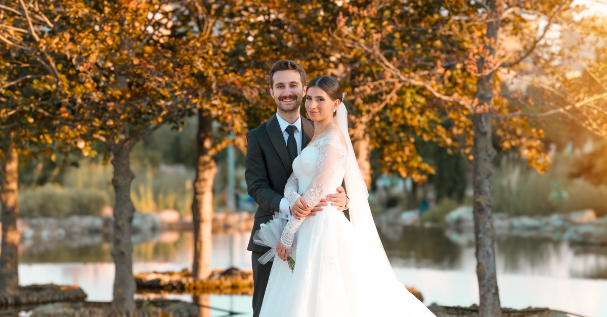 Couple celebrating their wedding day