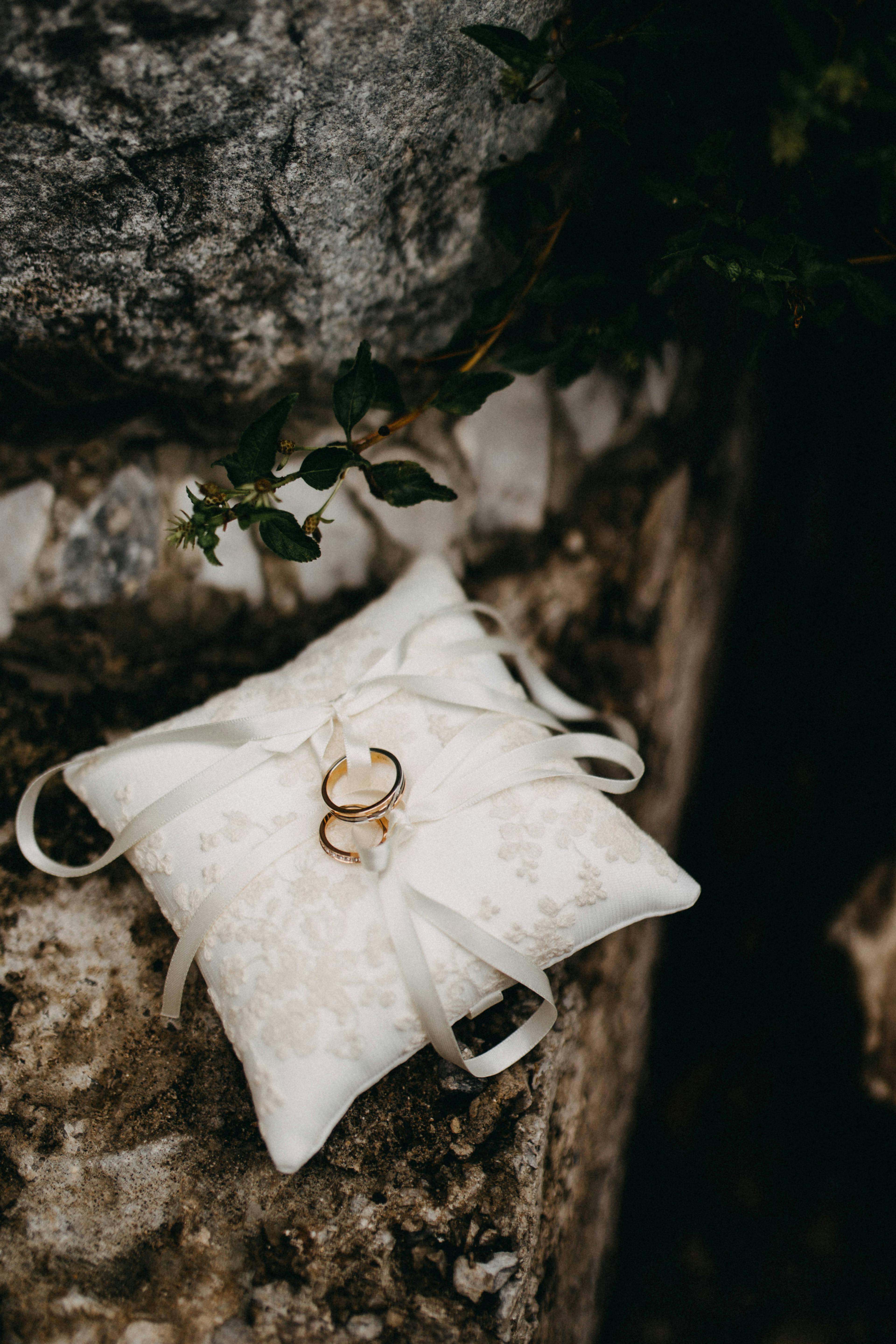 Two Gold Rings On A Silk Cushion