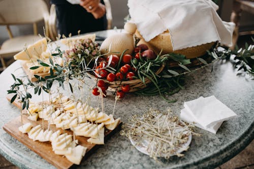 Finger Foods On Top Of A Grey Marble Table