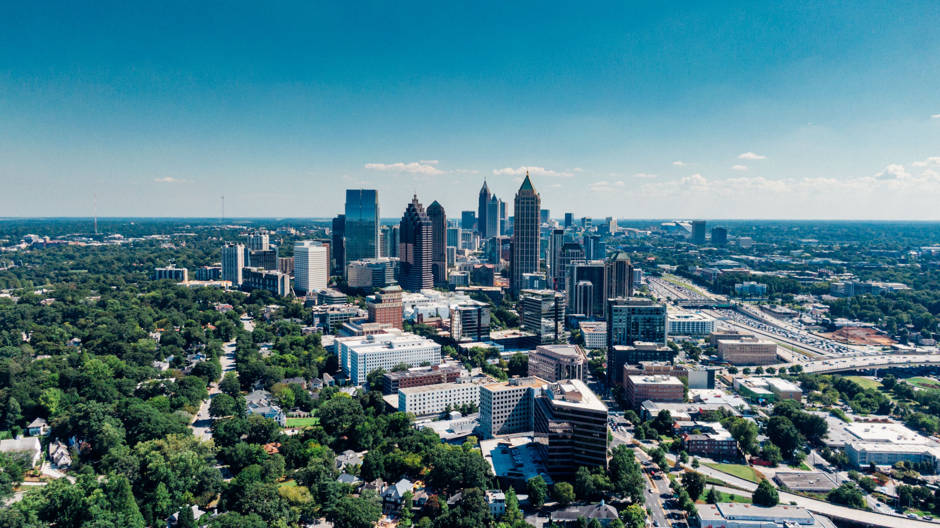 Atlanta downtown skyline with skyscrapers