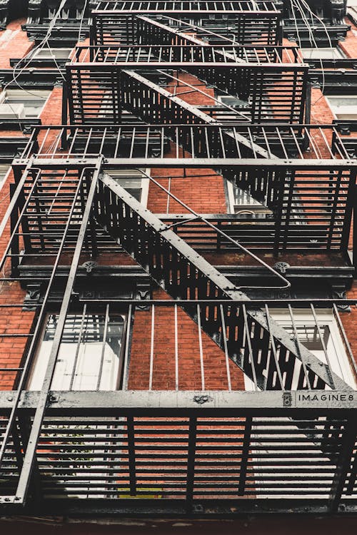 Free Black Metal Fire Exit Stairs Stock Photo