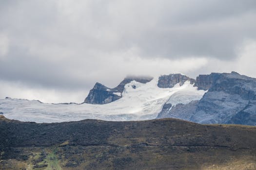 Beautiful glacier and mountain scenery in El Cocuy, Boyacá, Colombia.