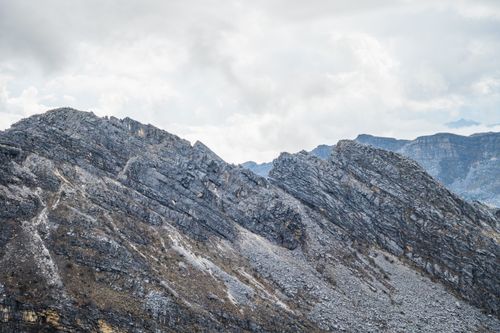 Free Breathtaking view of rocky mountain peaks in El Cocuy, Boyacá, Colombia under a cloudy sky. Stock Photo