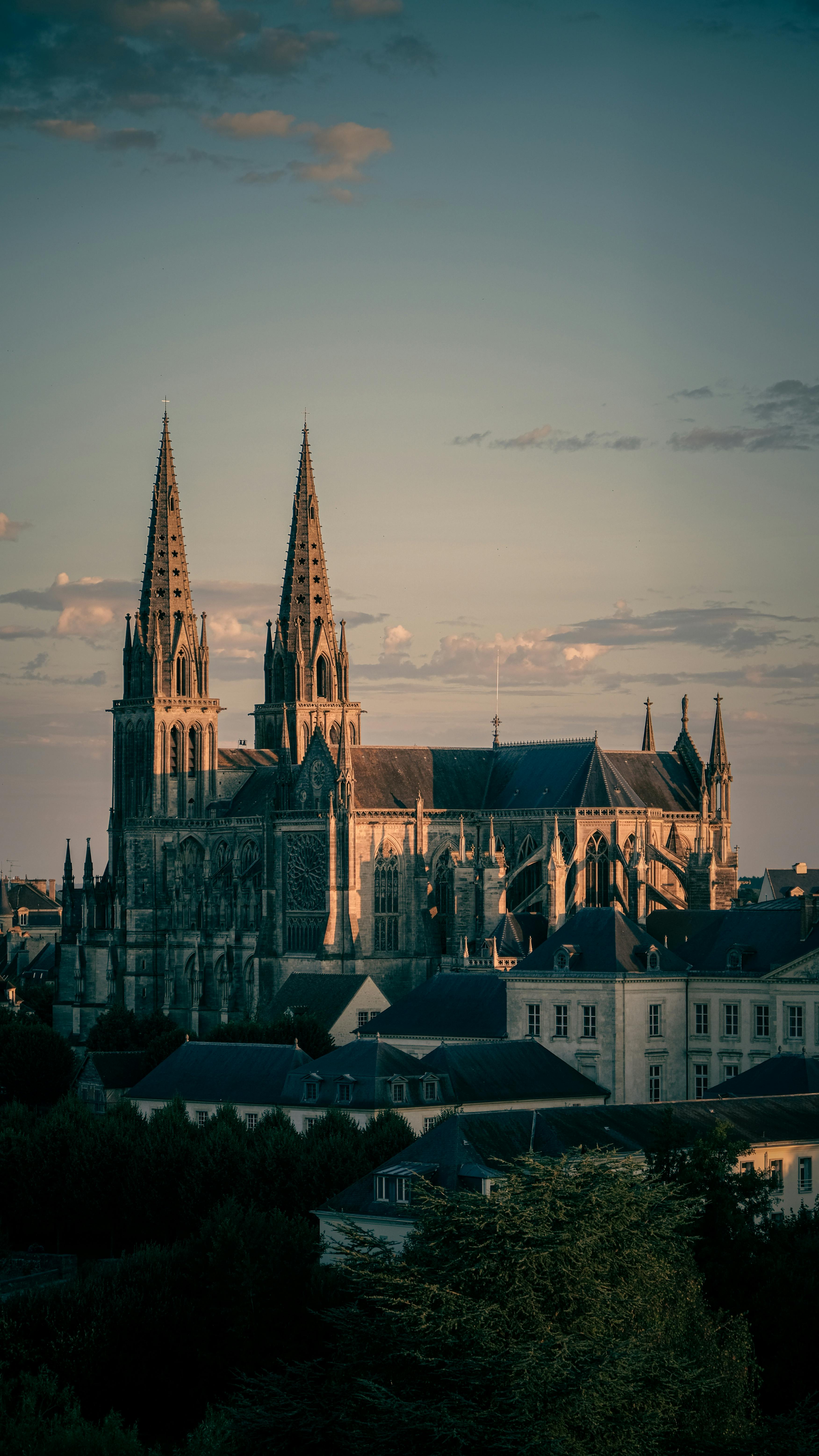 Free Towers and Building of Chartres Cathedral in France Stock Photo