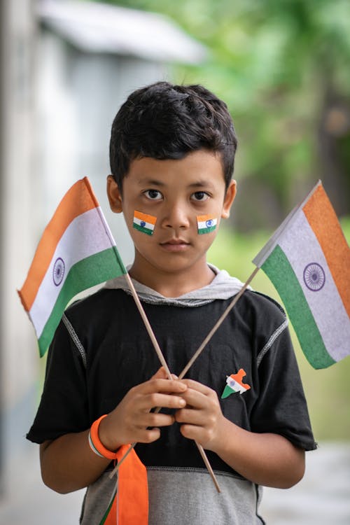 Foto stok gratis anak, anak laki-laki India, bendera india