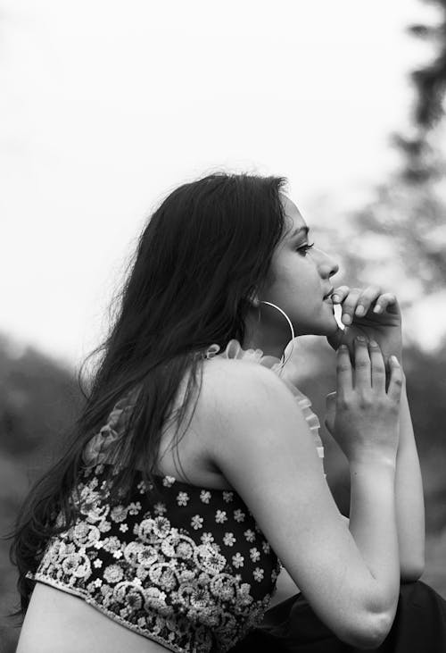 Grayscale Photo Of Woman Wearing Crop Top 