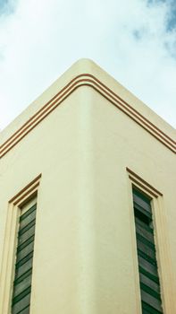 Close-up of an Art Deco building corner with geometric lines and pastel colors.. pexels, close, deco