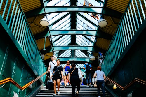 People Walking on Stairs