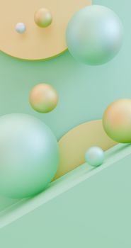 Abstract 3D spheres in pastel colors create a modern, artistic background
