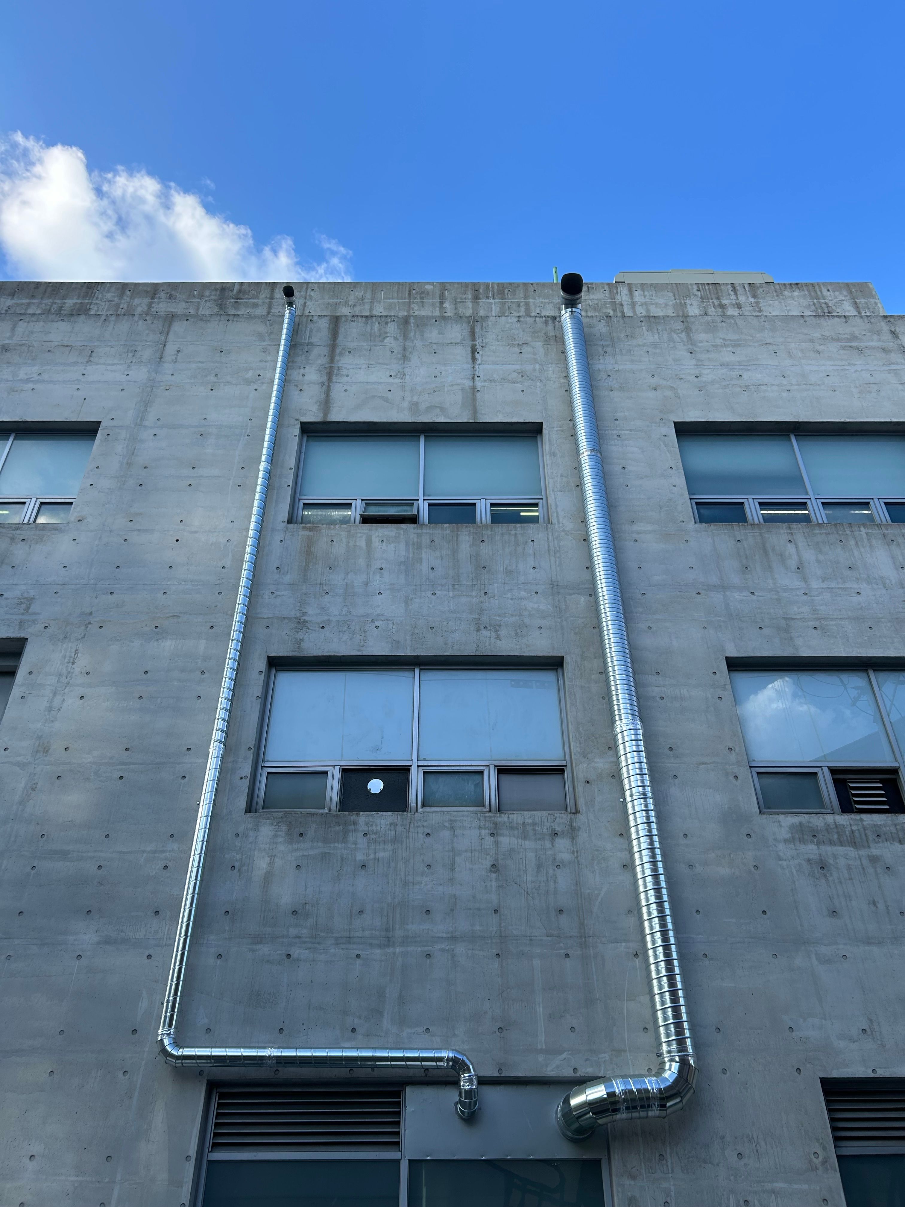 building with exhaust