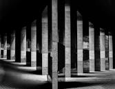 在单色视图中，建筑柱的几何阴影被创建出来