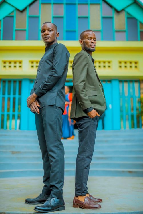 Two men in suits standing on steps in front of a building · Free Stock ...