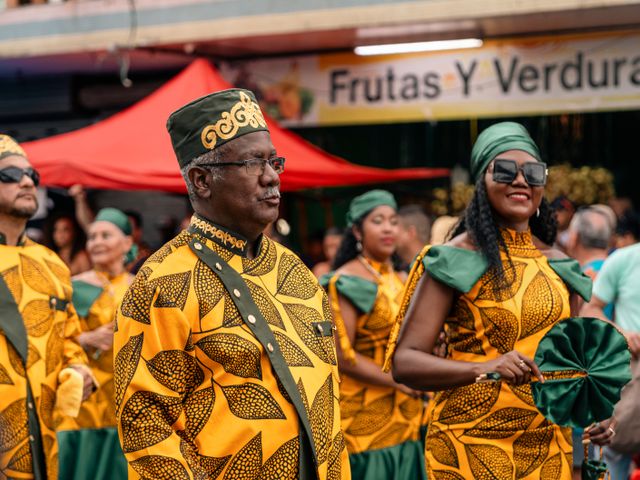 A colorful celebration of Afro-Costa Rican culture at a street parade in Limón, Costa Rica.