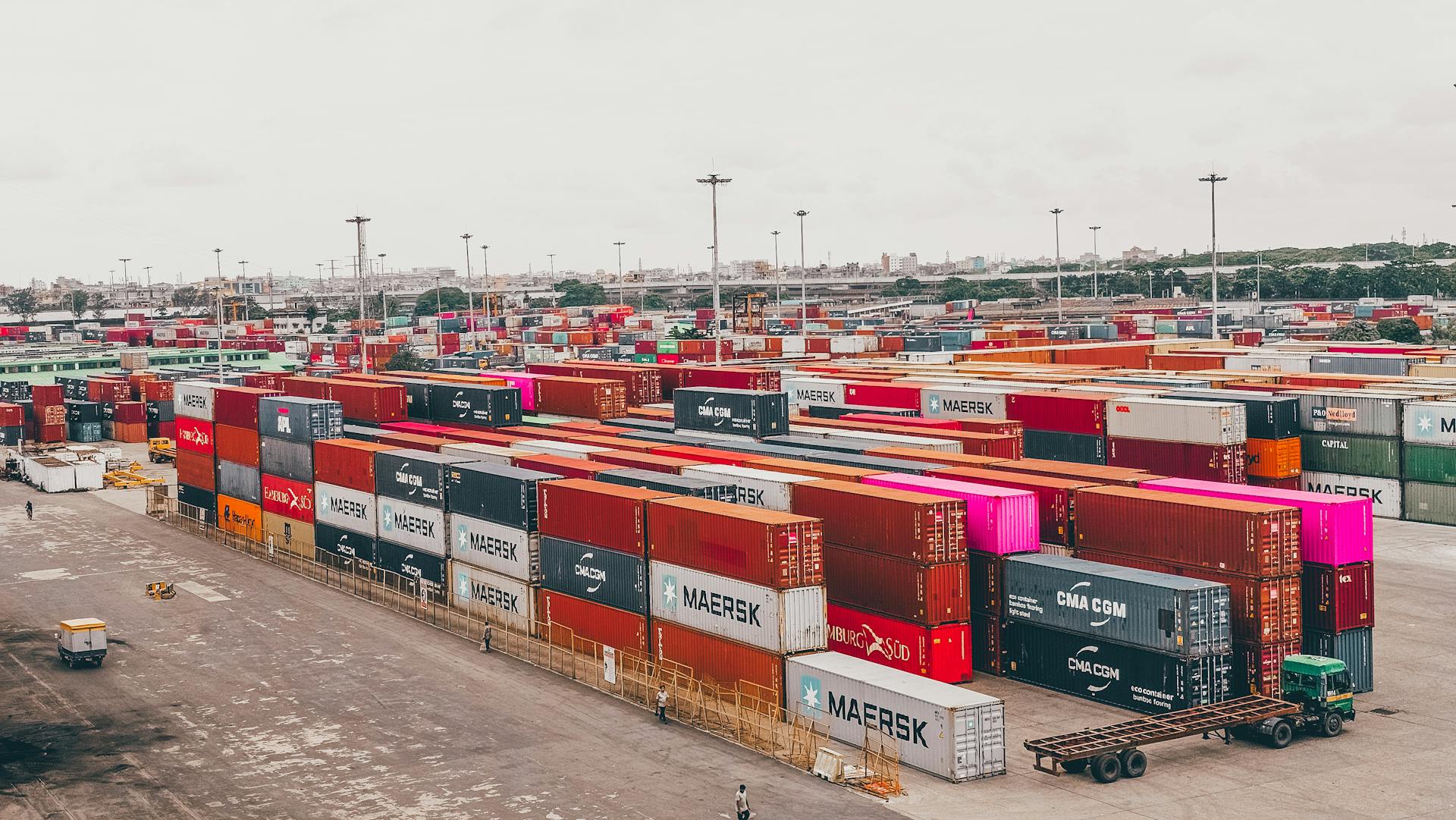 View of Containers in the Port