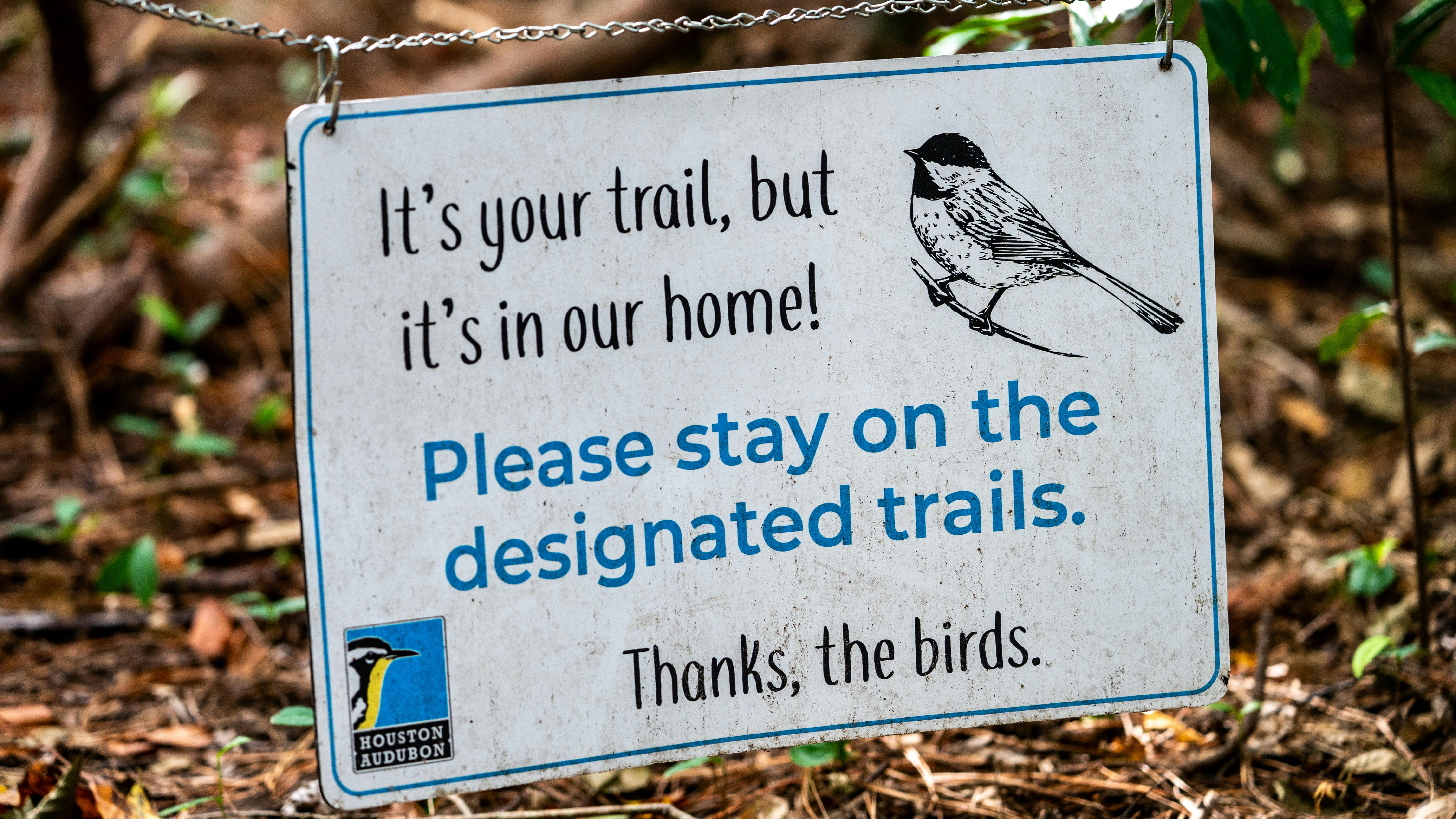 Trail Sign with Bird Conservation Message