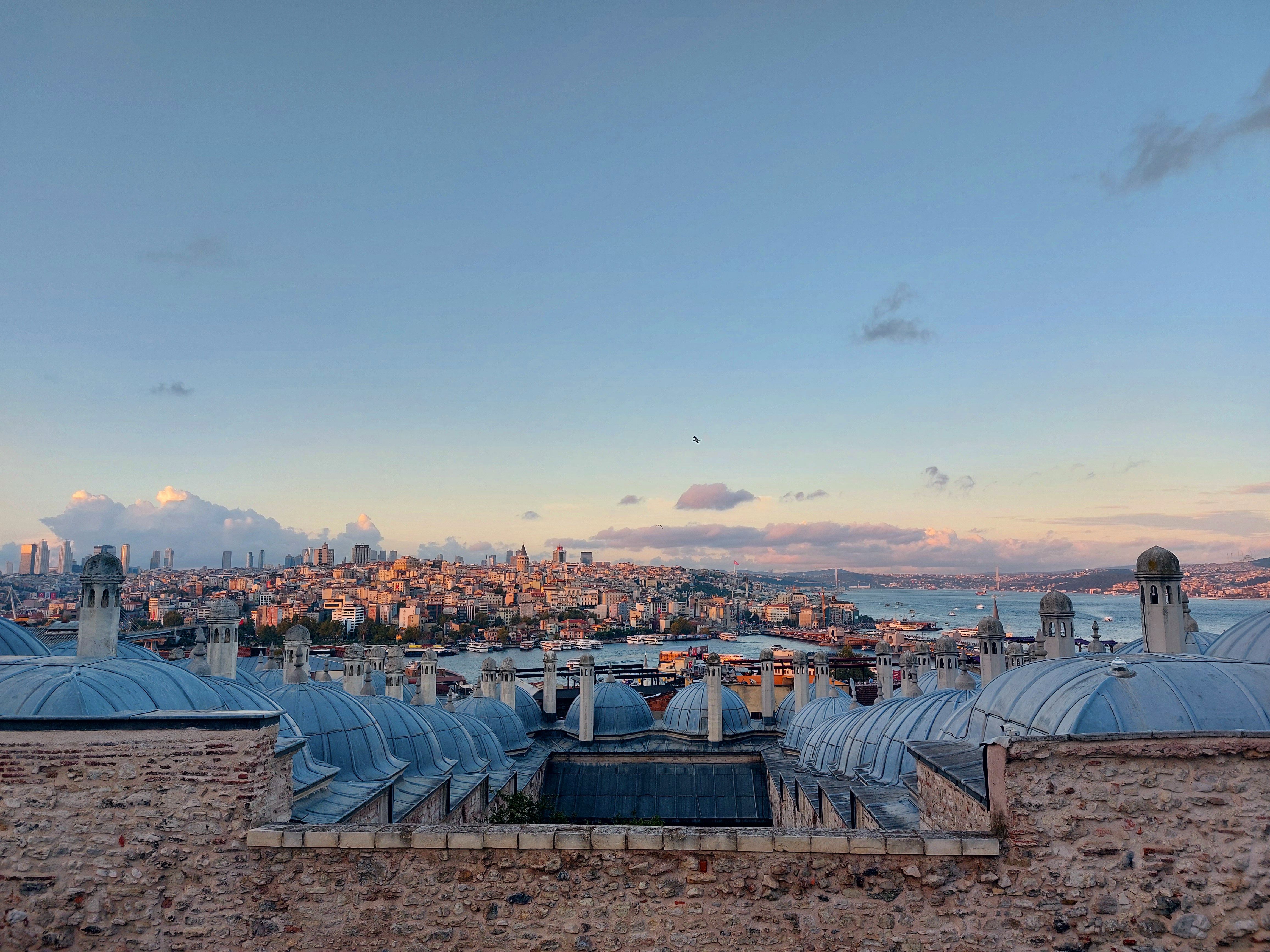The view from the roof of a building overlooking the city · Free Stock ...