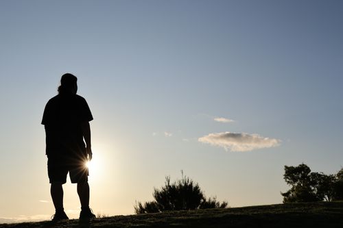Free Man looking into  the distance Stock Photo