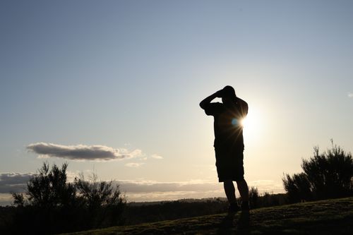 Free Sunset with silhoutte man Stock Photo