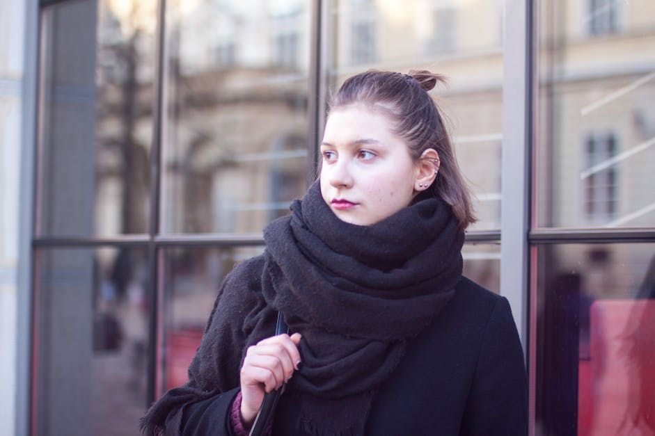 Free stock photo of girl, look, scarf