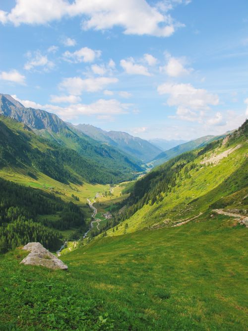 Valley with Mountains and Grassy Hills