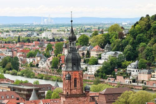 Free A stunning aerial view of Heidelberg, showcasing its historic architecture and scenic landscape. Stock Photo