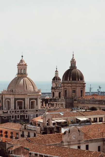 A captivating view of the historic domes and architecture of Catania, Sicily, Italy.