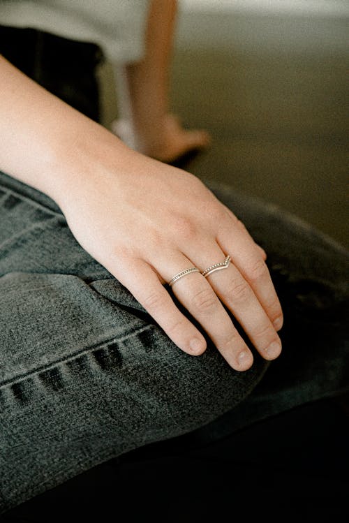 Person Wearing Silver-colored Ring