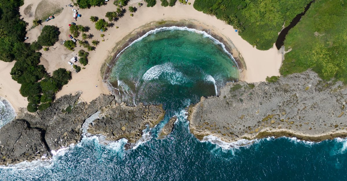 Caribbean beach and turquoise sea along the Lesser Antilles
