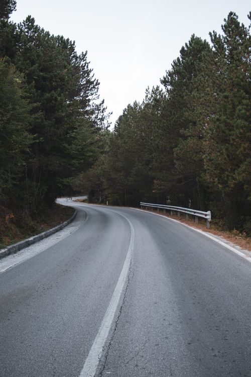 Free Tranquil scenic highway winding through lush forests in Vlora, Albania. Stock Photo