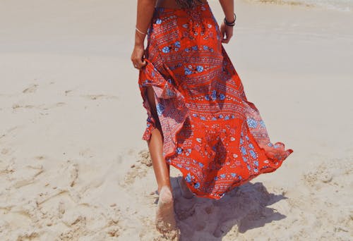 Red and Blue Floral Skirt