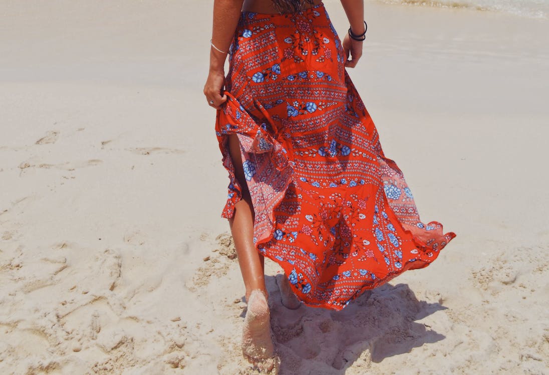 Red and Blue Floral Skirt