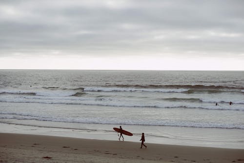 Foto stok gratis berjalan, berselancar, garis pantai