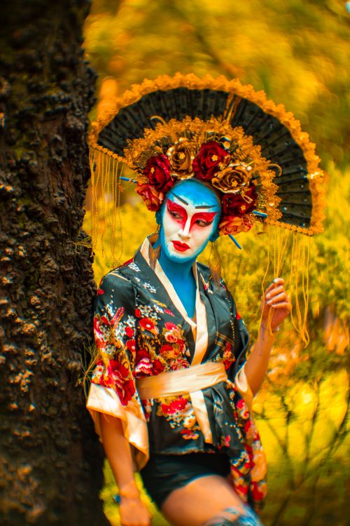 Geisha Hat Portrait of Geisha in Traditional Clothing and Hat · Free Stock Photo