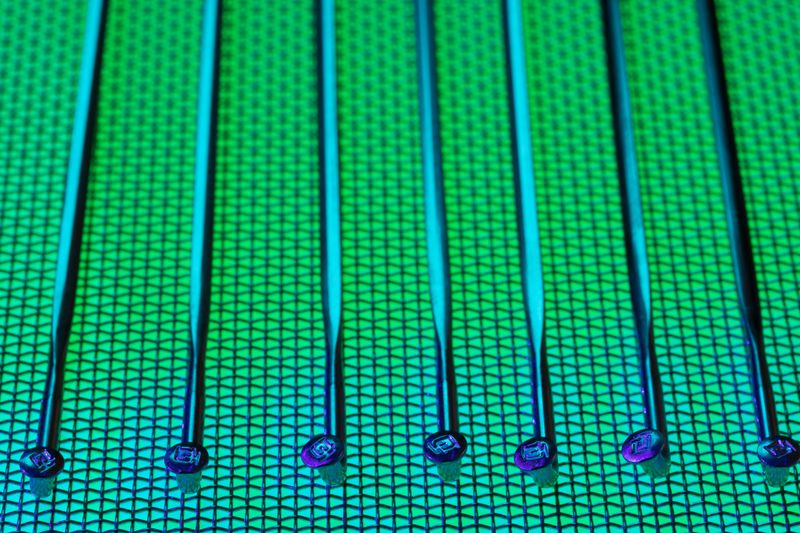 A silicon wafer under test probes