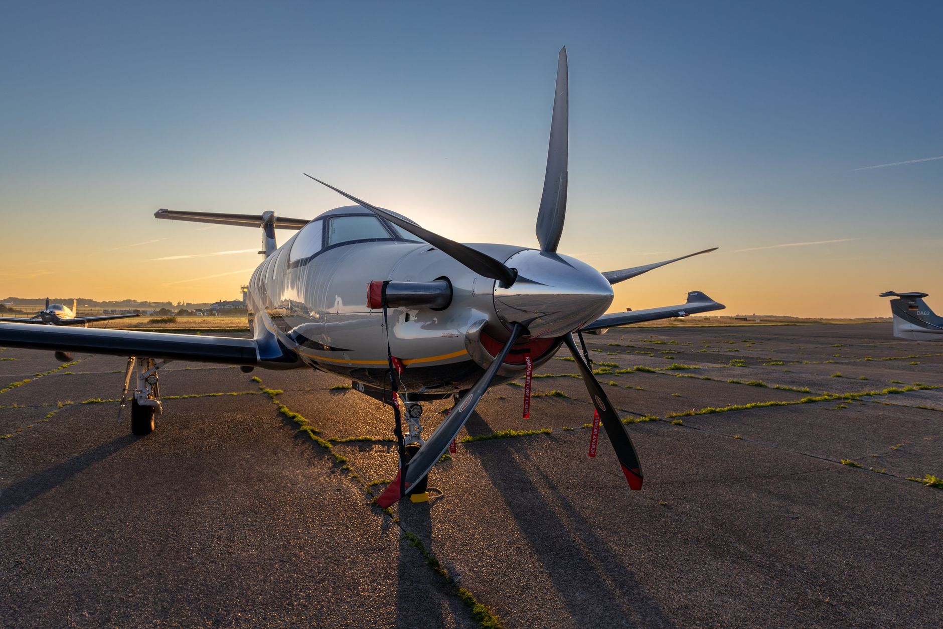Private jet prepared for seamless global travel at dusk