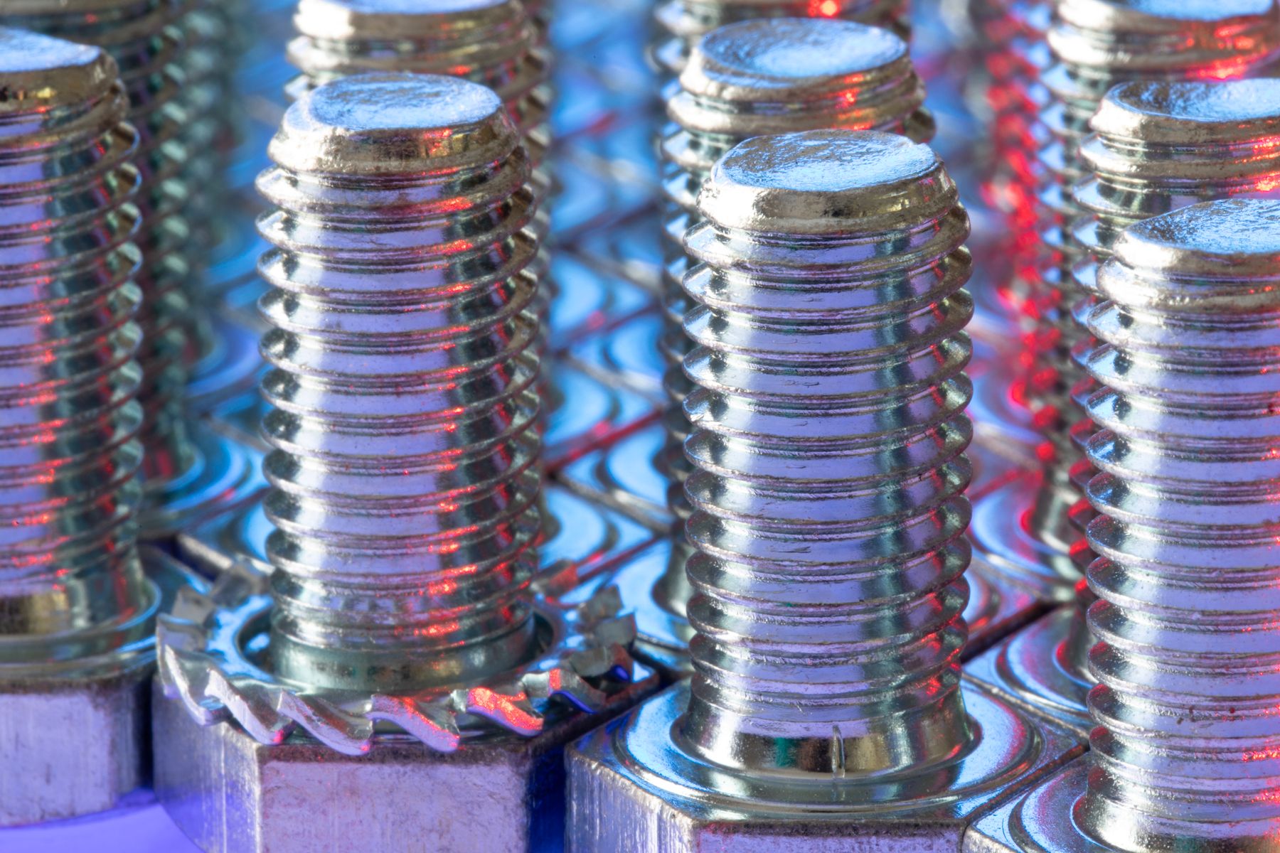 Macro photograph of machined bolt threads