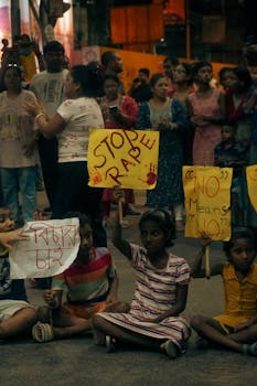 Image related to the Sehore rape case and Congress party's protest against the MP's response. Shows outrage and demands for justice.